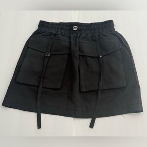 NWT Commense Black Drawstring Cargo Skirt